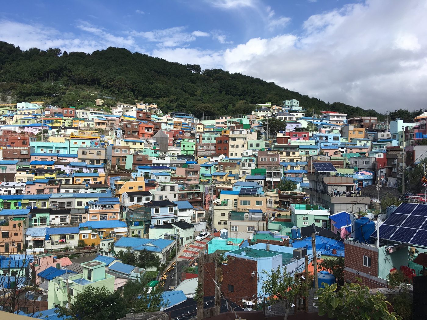 Colorful houses of Gamcheon Culture Village on a Busan hillside