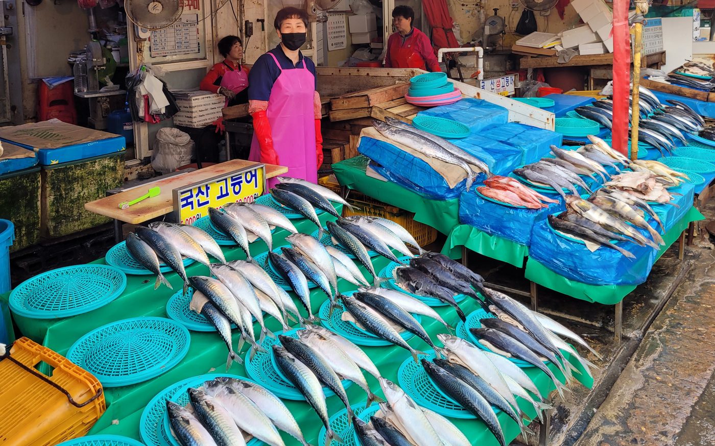 Jagalchi Fish Market vendors and stalls in Busan