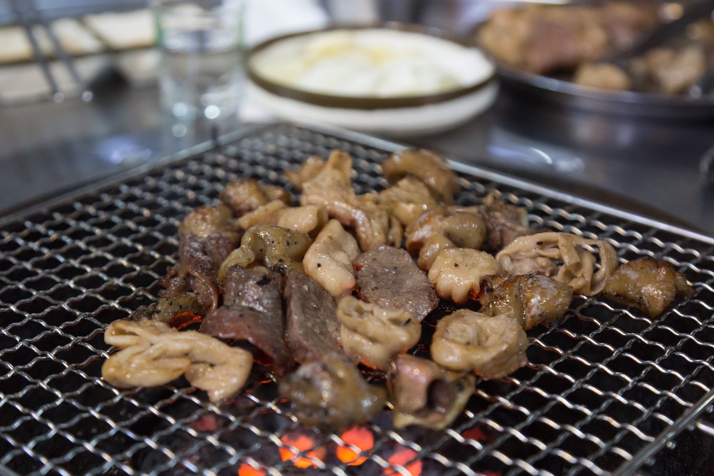 Grilled makchang (intestines), a Daegu specialty