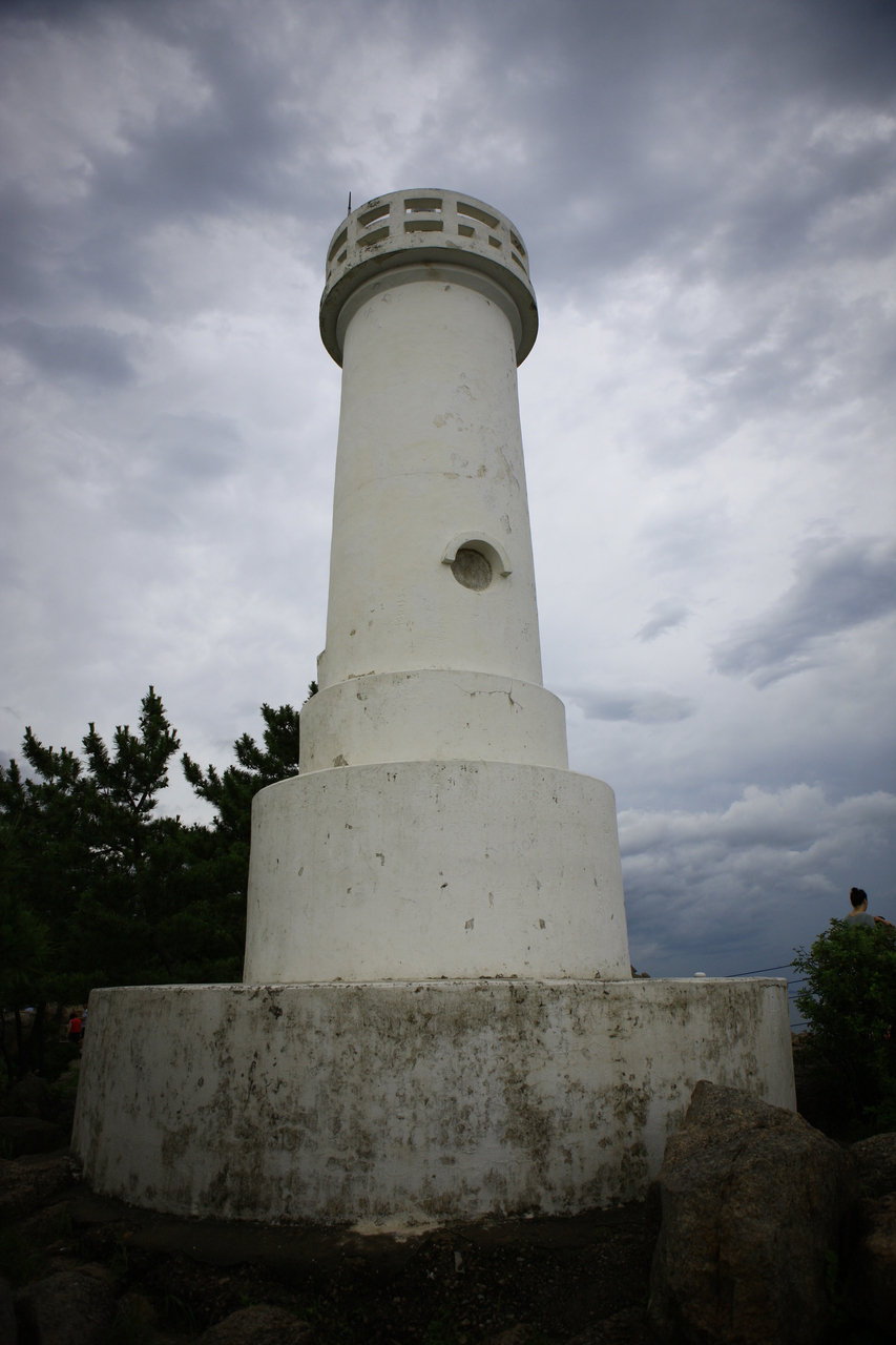 Hajodae Lighthouse on dramatic coastal cliffs in Gangwon Province