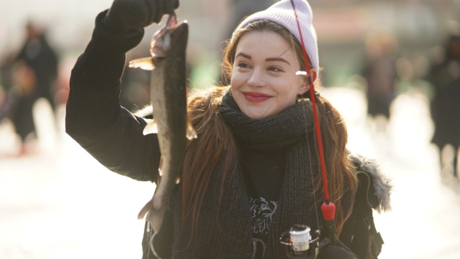 Hwacheon ice sculptures lit at night