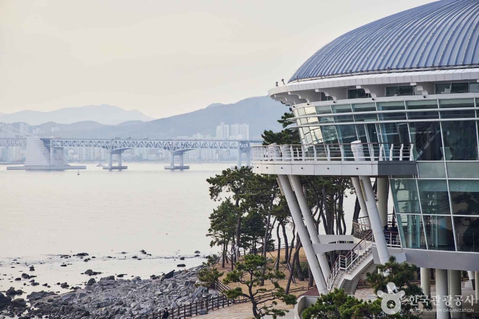 Haeundae Beach area and Dongbaekseom Island in Busan