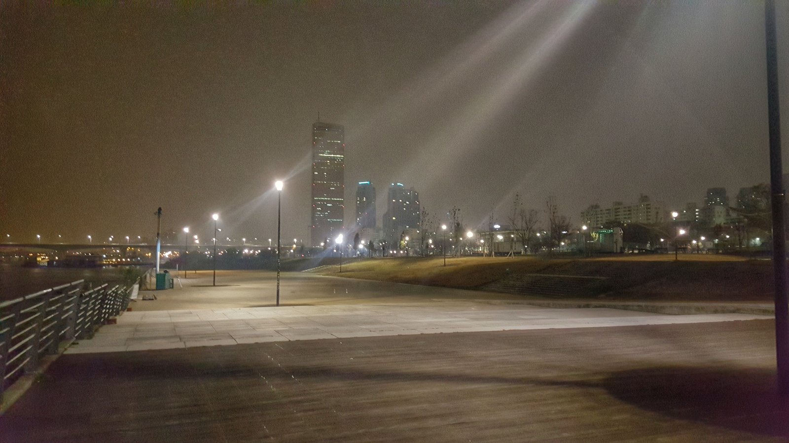 63 Building and Yeouido Han River Park at night — a paid elevated viewing option for the Seoul fireworks