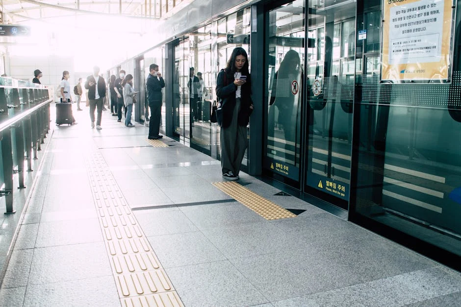 Seoul subway platform anime illustration